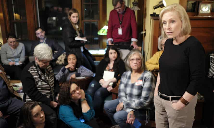 Gillibrand talks during a meet and greet at at a residence in Sioux City, Iowa.