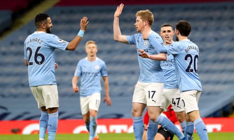De Bruyne and Mahrez double up in Manchester City’s rout of Southampton