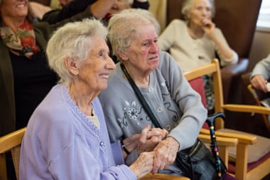 Enhancing their day … residents at Madelayne Court enjoy the comedy show.