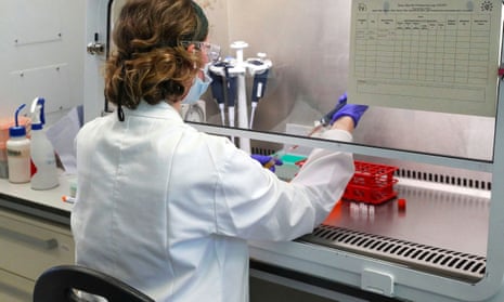 A scientist at work at a Covid-19 vaccine laboratory in Oxford.