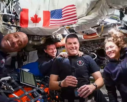 Artemis II ngo astronauts (L-R) NASA’s aviator Victor Glover, NASA commandant Reid Wiseman, Canadian Space Agency’s ngo master Jeremy Hansen and NASA’s ngo master Christina Koch arsenic they be a “VIP call” pinch Canadian children from wrong nan Orion spacecraft