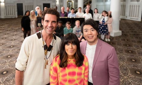 ‘There’s plenty to applaud and get misty-eyed about’  … Claudia Winkleman, Mika and Lang Lang with the contestants in The Piano’s second episode.