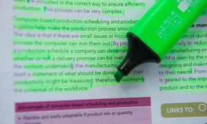 A highlighted section of a A-level homework