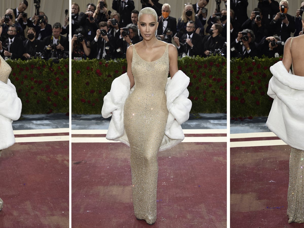 Kim Kardashian wears Marilyn Monroe's JFK dress as Met Gala celebrates gilded age | Met Gala 2022 | The Guardian Kim Kardashian wears Marilyn Monroe's JFK dress as Met Gala celebrates gilded age | Met Gala 2022 | The Guardian