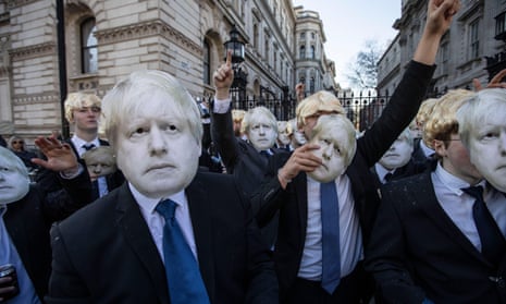 Boris Johnson protesters outside Downing Street.