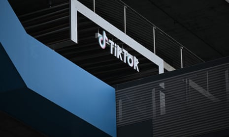 The TikTok logo is displayed outside TikTok social media app company offices in Culver City, California, on March 16.