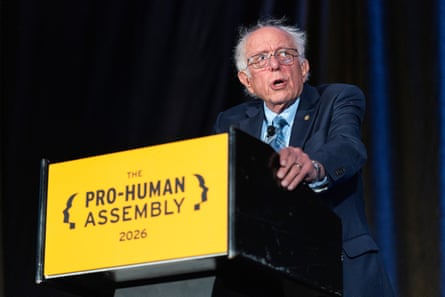 Bernie Sanders at the “Pro-Human Assembly” in Washington overnight.