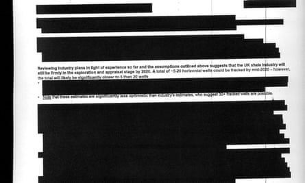 Redacted page from fracking report