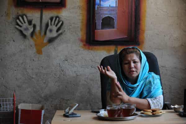 Laila Haidari in her office at Mother Camp in Kabul.