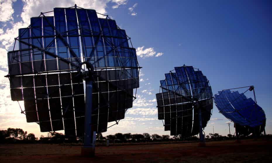 A solar panel array can be seen at the Windorah Solar Farm, which was installed by Ergon Energy, near the town of Windorah in outback Queensland