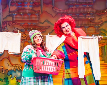 Ciara Flynn and Fraser Boyle as Alassie and Widow Twankey.