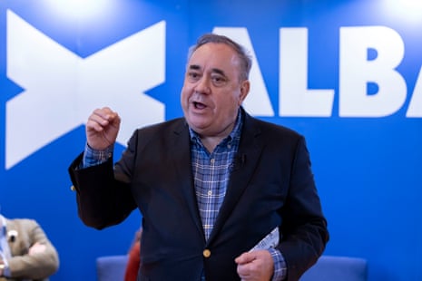 Alex Salmond speaking at an Alba party event in January.