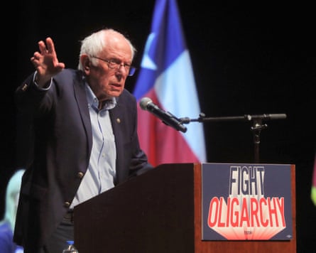 Bernie Sanders speaks during a stop in the Fighting the Oligarchy tour in McAllen, Texas, 20 June 2025.