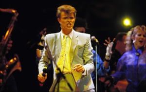David Bowie performs on stage during the Live Aid concert at Wembley Stadium 1985 in London
