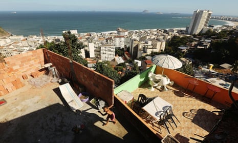 The Babilônia favela above Copacabana beach, one of Rio’s most desirable areas. 