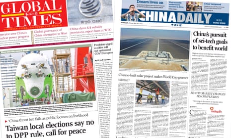 The front pages of The Global Times and China Daily