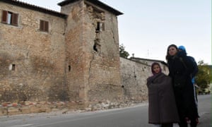People left homeless by the earthquake near Norcia in central Italy.