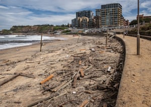 Debris after flooding on a NSW beach in March 2022