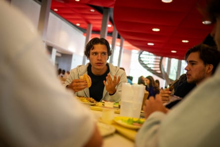 Jeremy Reyes eating chicken