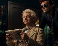 Michael Sheen as Aziraphale and David Tennant as demon Crowley in Good Omens.
