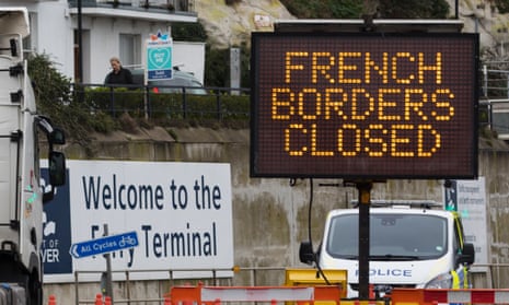 A sign at the Port of Dover after France closed its borders over concerns about a new coronavirus variant, December 2020