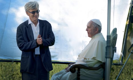 Preaching to the believers … Wim Wenders with the pope in Pope Francis: A Man of His Word.