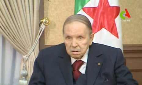 Algeria’s president Abdelaziz Bouteflika at a meeting with the army chief of staff in Algiers on 11 March. 