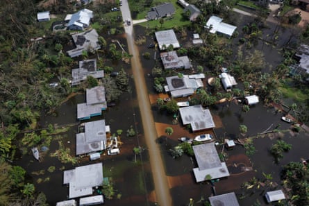 Flooded houses in Port Charlotte, Florida.