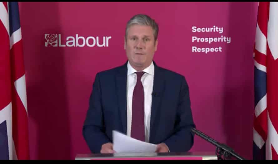 Keir Starmer delivering his statement.