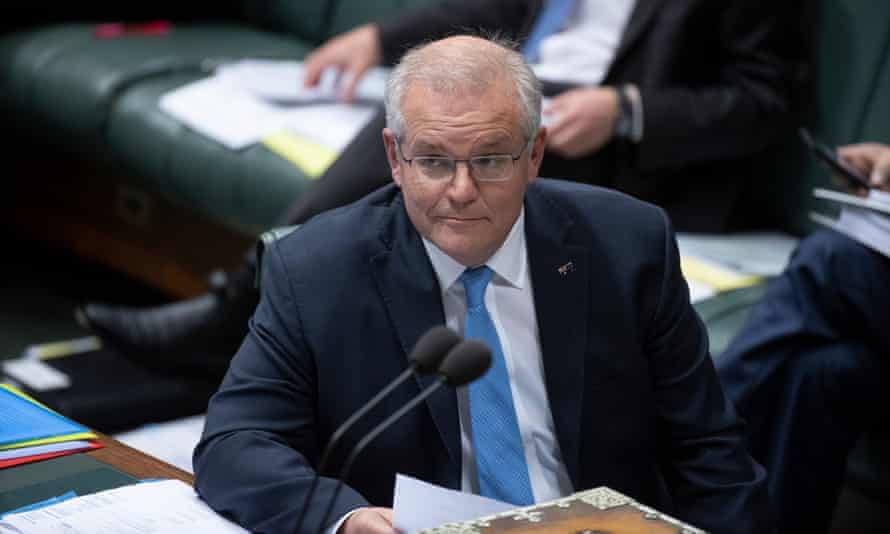 Australian prime minister Scott Morrison during question time