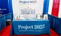 An information booth for Project 2025