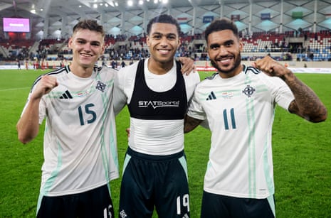 Justin Devenny (l), Shea Charles (c) and Jamie Reid scored the goals as Northern Ireland got their campiagn off to a winning start in Luxembourg.