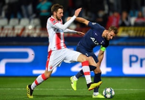 Kane goes down under pressure from Milunovic.