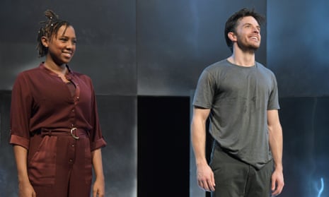 Jade Anouka and Jonathan Bailey in Cock at the Ambassadors theatre.