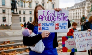Midwives protest over over maternity crisis in London, UK on 21 Nov 2021.
