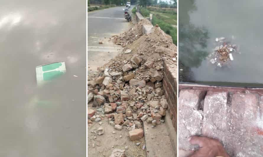 Images of rubble taken in the aftermath of the destruction of the mosque in Ram Sanehi Ghat, Uttar Pradesh, India