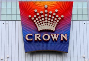 The logo of Australian casino giant Crown Resorts Ltd adorns the hotel and casino complex in Melbourne.