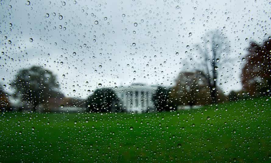 A view of the White House during rain on 11 November.