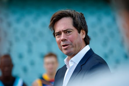 CEO AFL Gillon McLachlan jelang Gather Round liga di Adelaide.