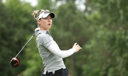 Nellie Korda hits off the fifth tee on day two of the Chevron Championship in Texas.