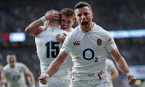 George Ford celebrates after Elliot Daly scored England’s second try.