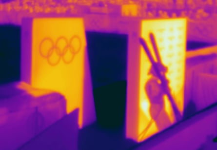 A competitor at the finish area during the women’s downhill skiing at Tofane Alpine Skiing Centre.