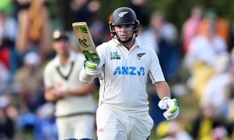 Tom Latham celebrates his half century as he leads New Zealand’s second innings fightback.