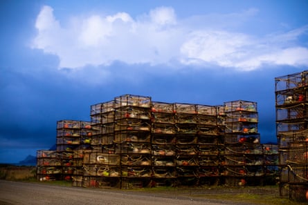 stacks of crab pots