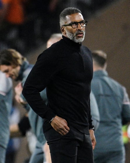 Marseille head coach Habib Beye on the touchline against Monaco