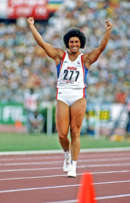 Athlete, javelin-thrower and gold medallist Fatima Whitbread at the 1987 World Athletics Championships in Rome.