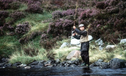 Prince Charles pictured in 1982 fishing for salmon in the River Dee at Balmoral.