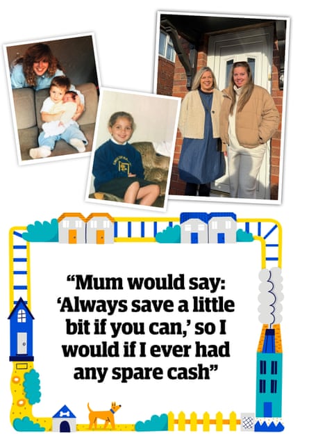 Collage of pictures of Grace Başçi and mother, with quote: “Mum would say: ‘Always save a little bit of you can,’ so I would if I ever had any spare cash”