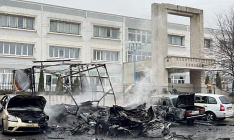 Aftermath of the attack on Belgorod in which two people died.