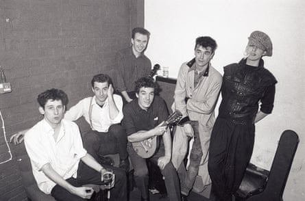 Shane MacGowan, far left, with the Pogues in 1984.